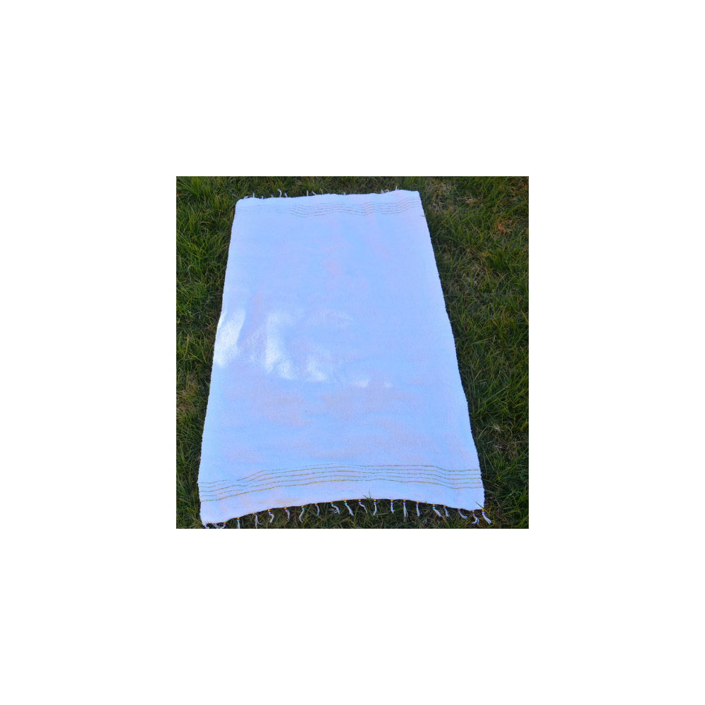 plaid marocain tissée en coton blanc/doré plaid marocain tissée en coton blanc/doré