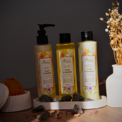 Pack Fleur d'Orange et Safran : Shampoing, crème de corps et un gel douche