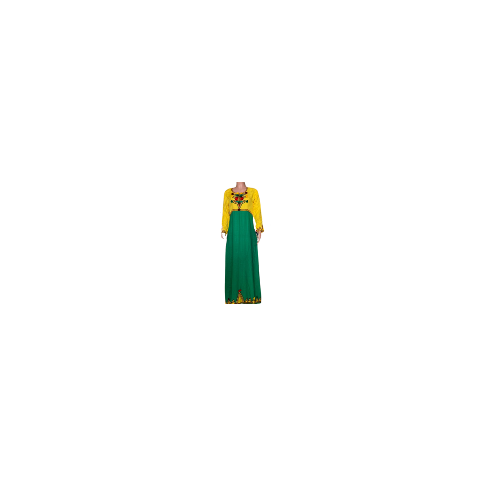 gandoura marocaine brodeé jaune/vert gandoura marocaine brodeé jaune/vert