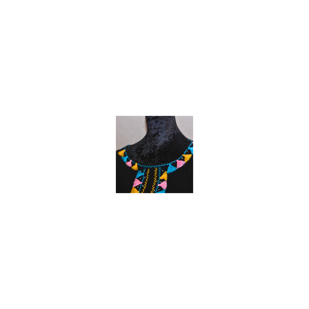 gandoura marocaine en cotton noir et broderie gandoura marocaine en cotton noir et broderie